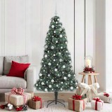 Cumpara ieftin Brad Christmas artificial pre-iluminat cu set de globuri 180 cm