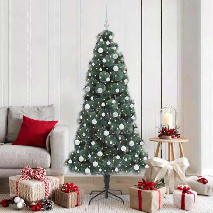Brad Christmas artificial pre-iluminat cu set de globuri 180 cm