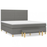 Cumpara ieftin Pat continental cu saltea, gri inchis, 160x200 cm, tesatura