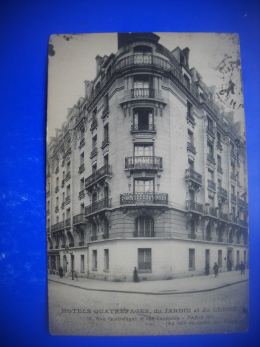 HOPCT 77479 HOTEL QUATREFAGES PARIS 1923 FRANTA -CIRCULATA