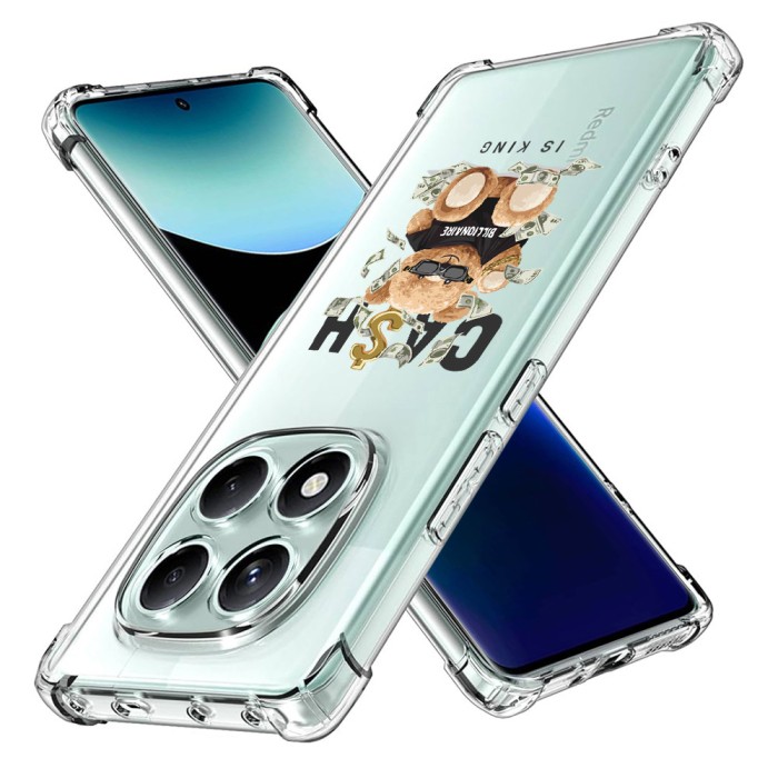 Husa antisoc pentru xiaomi redmi note 14 pro 4g / poco f7, airbag pro, clear, cash is king