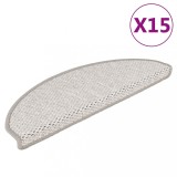 Covorașe Scări Autoadezive VidaXL, 15 buc, 65x21x4 cm, Platină, Aspect Sisal, Antiderapante, Bej