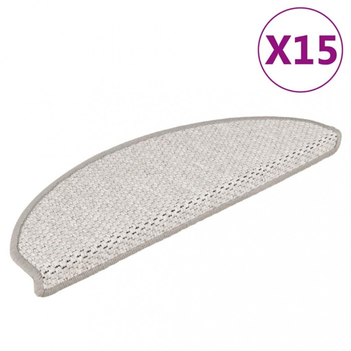 vidaXL Covoraș scări autoadeziv 15 buc platină 65x21x4 cm aspect sisal