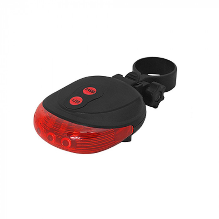 Lampa bicicleta spate, 5 leduri, cu laser, 201804