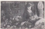 Bnk cp Regina Maria la catafalcul Regelui Ferdinand - 1927 - uzata