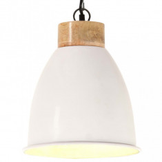vidaXL Lampă suspendată industrială, alb, 23 cm, lemn masiv&amp;amp;fier, E27 foto