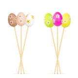 Set 12 Oua Decor Paste, 6 Modele, 4cm, Lemn Plastic, Best CarHome - Ornamente Festive Casa, Aranjamente Florale, Cadouri
