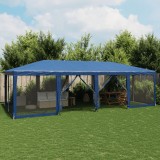 VidaXL Cort de petrecere cu 12 pereți din plasă, albastru, 8x4 m, HDPE