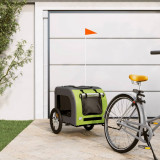 Remorca bicicleta animale companie verde/gri textil oxford/fier GartenMobel Dekor, vidaXL