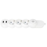 Prelungitor Hoff 3 prize cu USB 2.4 A, 3 m
