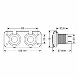 Priza auto incorporabila dubla montaj interior sau exterior 12/24V 20A Ext-2 - Lampa