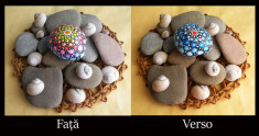 Mandala Stone 4, Spiritual Yoga &amp;amp; Meditation Dot Art, pictura acrilica pe piatra foto