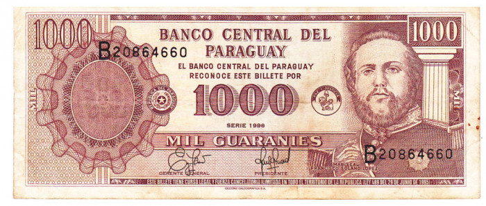 Paraguay 1000 1 000 Guaranies 1998 Seria 20864660
