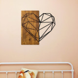 Decoratiune de perete, Heart, 50% lemn/50% metal, Dimensiune: 58 x 58 cm, Nuc / Negru, Skyler