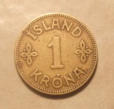 ISLANDA 1 KRONA 1929 MAI RARA
