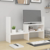 Cumpara ieftin Suport pentru monitor, alb, (39-72)x17x43 cm, lemn masiv pin