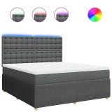 Cumpara ieftin Pat box spring cu saltea, gri inchis, 180x200 cm, textil