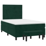 Cumpara ieftin Pat box spring cu saltea, verde inchis, 120x190 cm, catifea