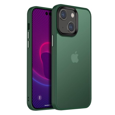 Husa cu protectie la camere si finisaj mat compatibil apple iphone 13 pro, smoked, verde foto