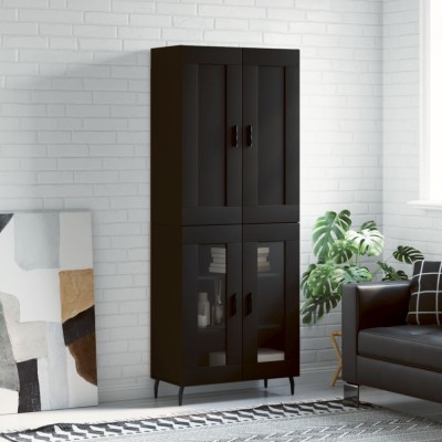 Gossi dulap inalt, negru, 69,5x34x180 cm, lemn compozit foto
