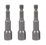 Set 3 tubulare magnetice Detoolz 10 mm, 65 mm, prindere hexagonala 1/4"