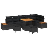 vidaXL Set de canapele pentru grădină 9 pcs Negru poliratan 3362929