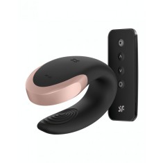 Vibrator Double Love Remote Control Bluetooth Silicon USB Negru Free APP