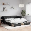 VidaXL Pat de zi cu extensie și sertare, negru, 90x200 cm, textil 3196872