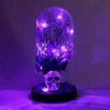 Cupola decorativa de Halloween cu craniu, paianjen si LED mov, &Oslash;11x20cm, CMCLASS