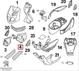Carena laterala stanga fata originala Peugeot Metal X &ndash; TKR2 &ndash; TKR Furious - TKR WRC - Trekker 2 2T 50cc (rosie)