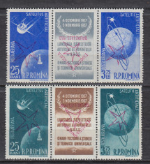 1958 LP 459 b SATELITI ARTIFICIALI CU VINIETA SUPRATIPAR BRUXELLES RANVERSAT MNH foto