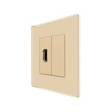 Priza simpla HDMI Luxion LX-MP022G-G, rama din sticla, auriu