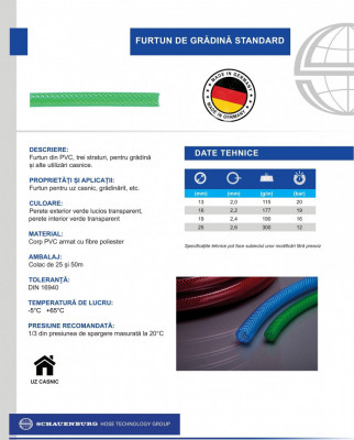 Furtun din PVC, trei straturi, pentru grădină,Made In Germany,19mm,rola de 25m foto