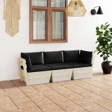 Canapea gradina din paleti, cu perne, 3 locuri, lemn de molid GartenMobel Dekor, vidaXL