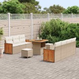 vidaXL Set de canapele pentru grădină cu pernă 10 pcs bej și crem