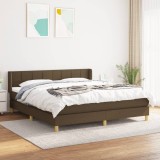 Cumpara ieftin Pat box spring cu saltea, maro &icirc;nchis, 160x200 cm, textil