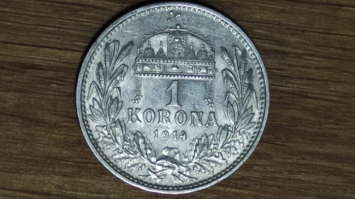 Ungaria -moneda colectie argint- 1 korona / coroana 1914 AU/UNC - Franz Joseph I