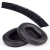 Set 2 bureti + Banda superioara pentru casti Audio-Technica ATH-M50XBT / ATH-M40X / ATH-M30X / ATH-M20X - Negru - Piele ecologica - Spuma cu memorie
