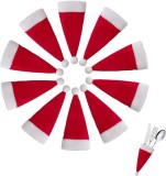 Set de 10 suporturi de Craciun pentru tacamuri nanaxagly, rosu/alb, textil, 12 cm x 6 cm