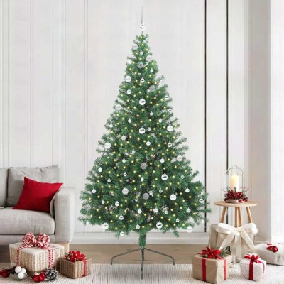 vidaXL Pom de Crăciun artificial pre-iluminat Verde 240 cm PVC 3397042 foto