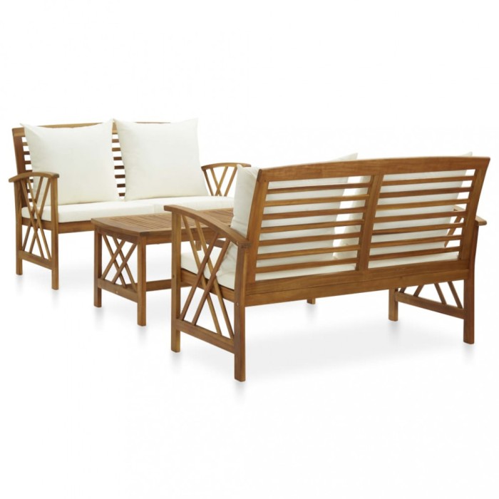 Gossi set mobilier gradina cu perne, 3 piese, lemn masiv de acacia