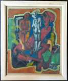 Cumpara ieftin Dumitru MACOVEI-Menajeriile nopţii (2000), pictură &icirc;n tehnică mixtă, Abstract, Acuarela, Avangardism
