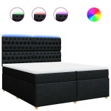 Cumpara ieftin Pat box spring cu saltea, negru, 200x200 cm, textil
