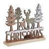 Decorațiune Crăciun Lemn, Model Cerb și Brazi, Auriu, 20x17 cm, Oem