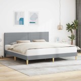 vidaXL Cadru de pat cu headboard Gri deschis 200 x 200 cm Țesătură 42027606