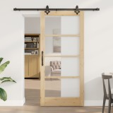 Ușă Glisantă vidaXL cu Set Hardware &#039;ORKDAL&#039;Lemn Masiv &amp; Sticlă