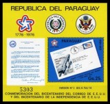 PARAGUAY 1976 , BICENTENAR AMERICA , ZBOR SPATIAL , COLITA NESTAMPILATA, Nestampilat