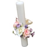Lumanare Nunta Botez EVENTISSIMI - Trandafiri si Bujori, 40 cm, Multicolor, Eventissimi&reg;