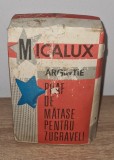 Cutie Micalux Argintie Praf Mătase Zugrăveli, Vintage Anii '80, Nefolosită, Colecție Comunism