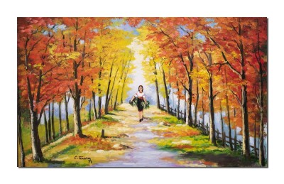 Tablou tarancuta pe carare pictat manual, La zi de sarbatoare, 100x60cm ulei pe panza, Constantin Feraru foto